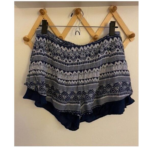 Free People Shorts Women's 8 Navy Lost Temple High Rise Flounce Side Zip - Picture 2 of 7